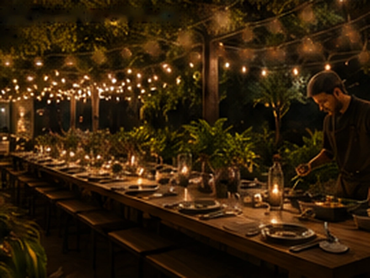 An intimate candlelit farm-to-table dinner among the gardens